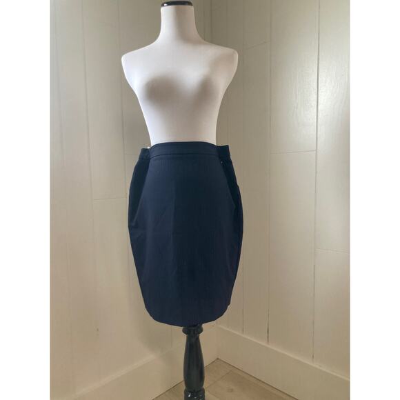Ann Taylor Navy Blue Pin Stripe Pencil Skirt, Size 4P - Picture 1 of 6